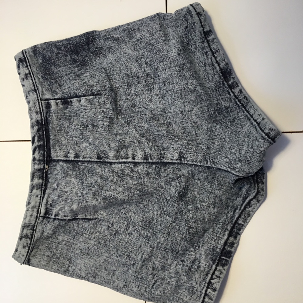 acid wash high waisted mini shorts